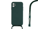 Rixus For iPhone 12 Mini TPU Necklace Cord Cover Dark Green