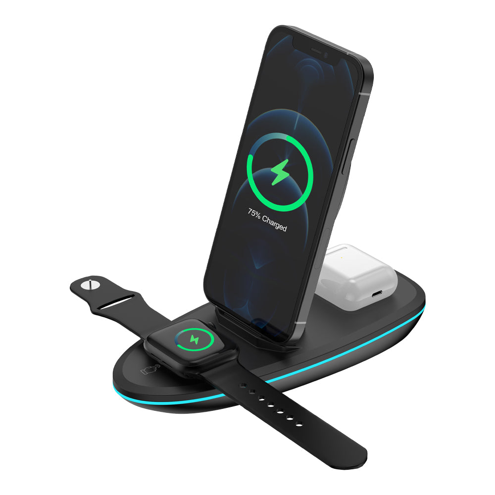 Rixus RXWC43 3 in 1 Foldable Wireless Charger Station