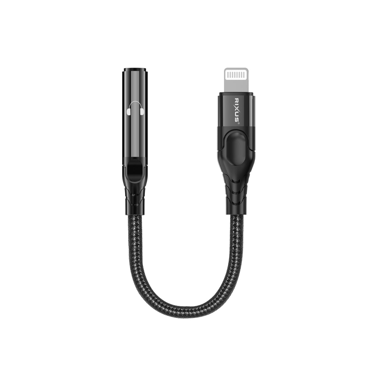 Rixus RXMU36L Lightning Connector to 3.5mm Audio Adapter Female 10cm