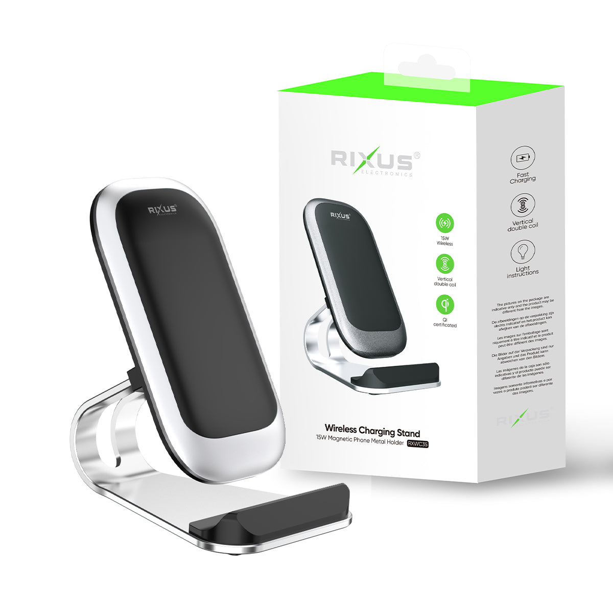 Rixus RXWC35 Wireless Charging Stand Silver