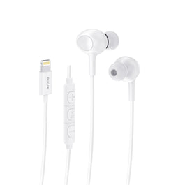 Rixus RXHD56LW Lightning Connector Wired Earbud Type Headphone With Microphone White