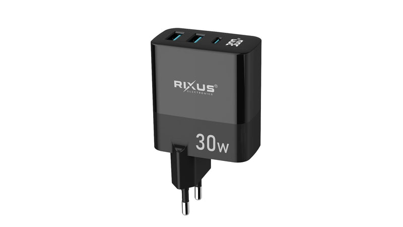 Rixus RX102 PD 30W Gan Charger Black