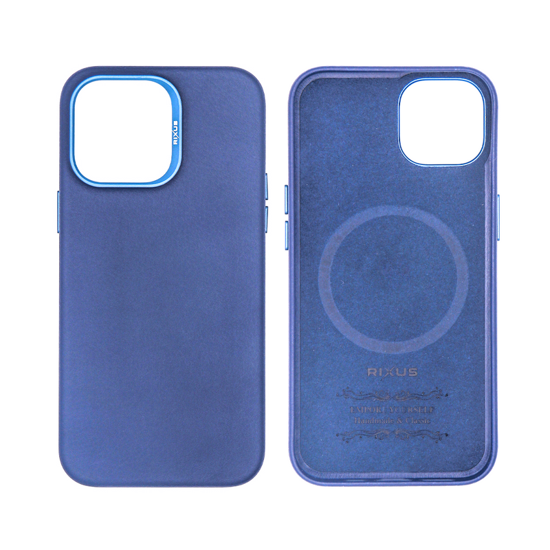 Rixus For iPhone 15 Classic 02 Case With MagSafe Blue