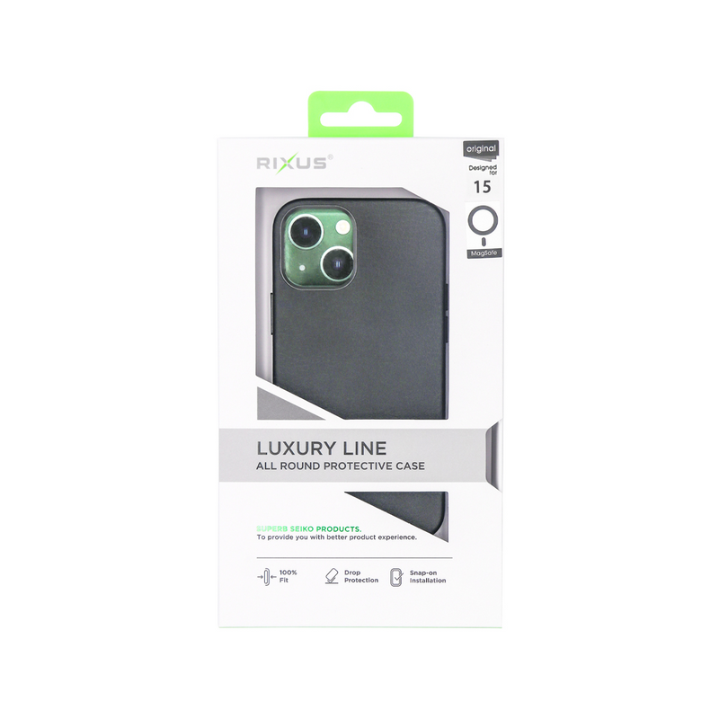 Rixus For iPhone 15 Classic 02 Case With MagSafe Black