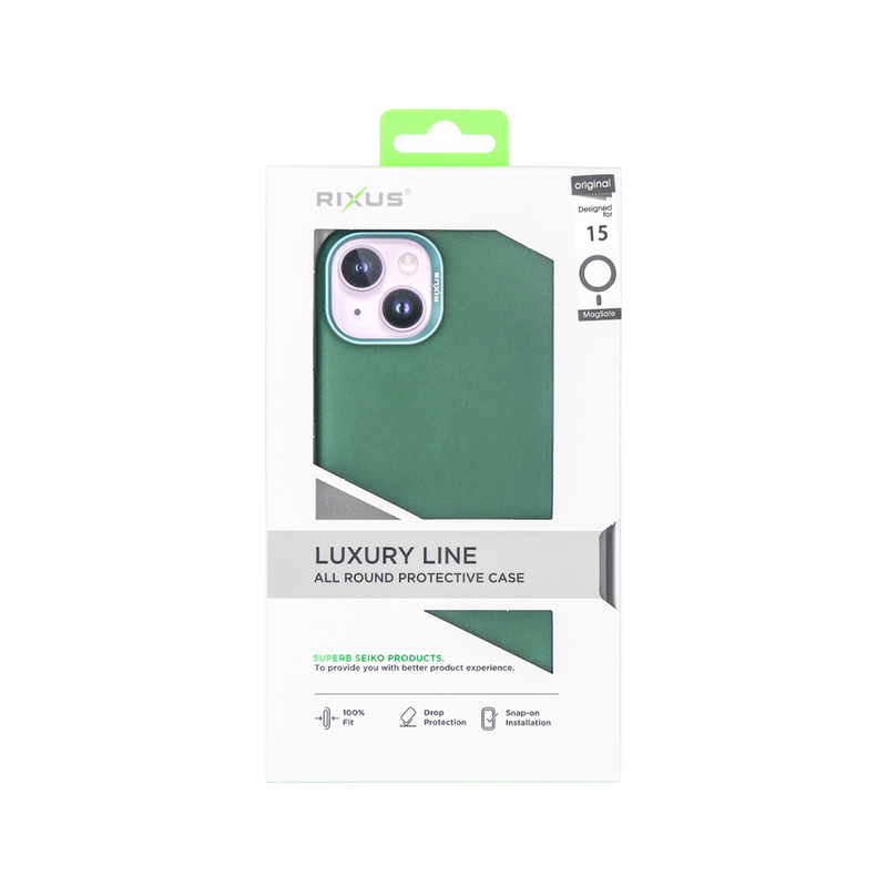 Rixus For iPhone 15 Classic 02 Case With MagSafe Green