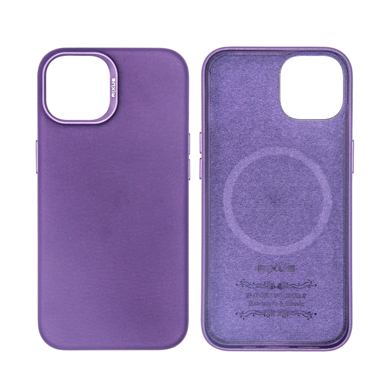 Rixus For iPhone 15 Classic 02 Case With MagSafe Purple