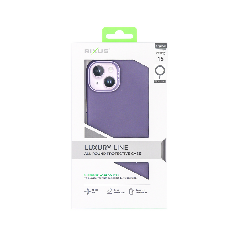 Rixus For iPhone 15 Classic 02 Case With MagSafe Purple