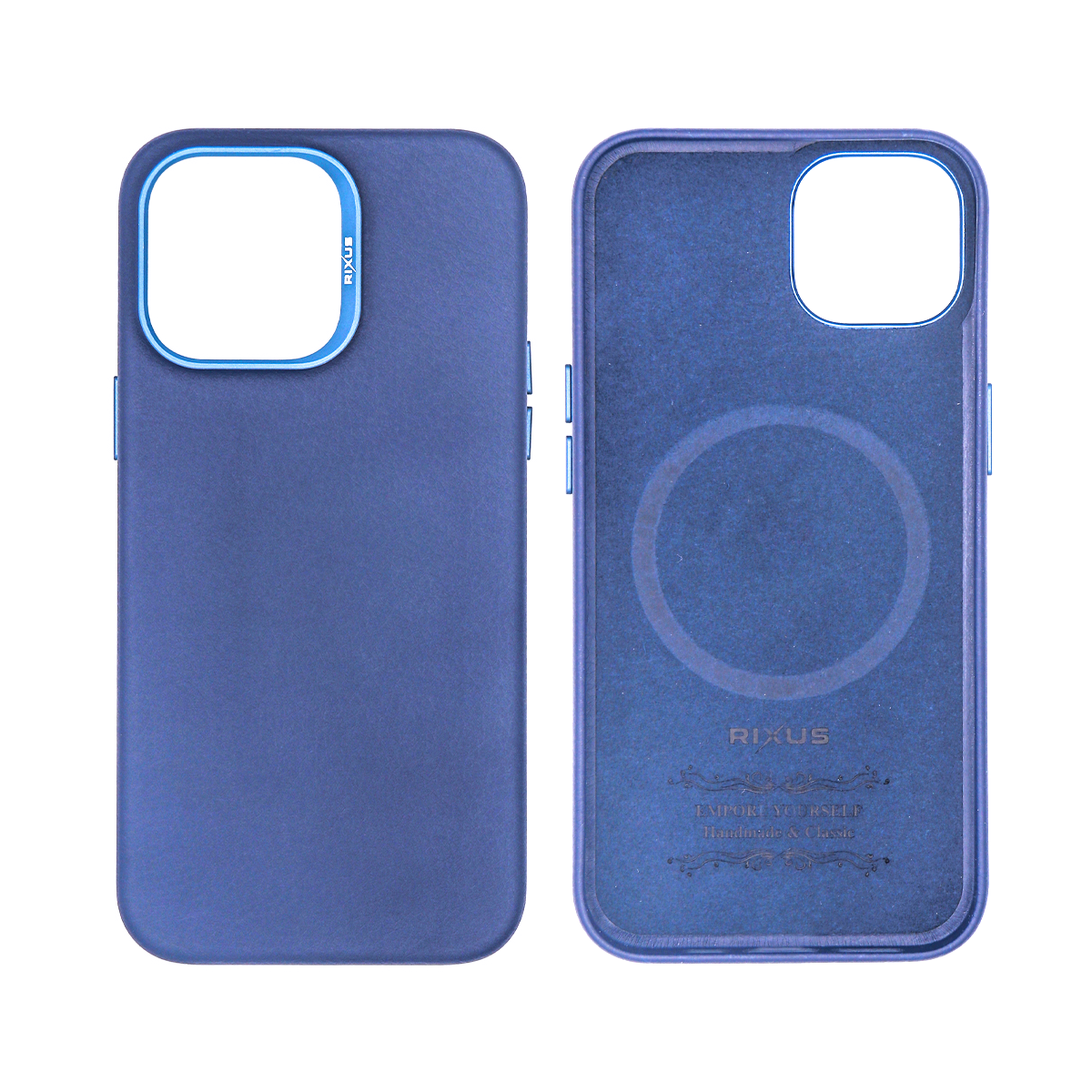 Rixus Classic 02 Case With MagSafe Compatible For Apple iPhone 15 Plus Blue