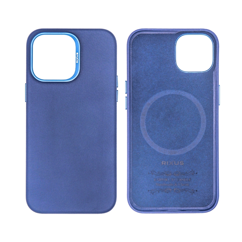 Rixus For iPhone 15 Plus Classic 02 Case With MagSafe Blue