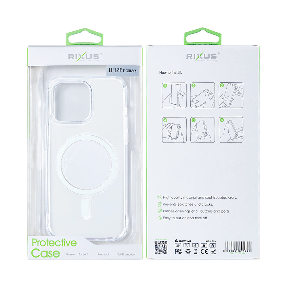 Rixus Magnetic Clear Case For Apple iPhone 12 Pro Max