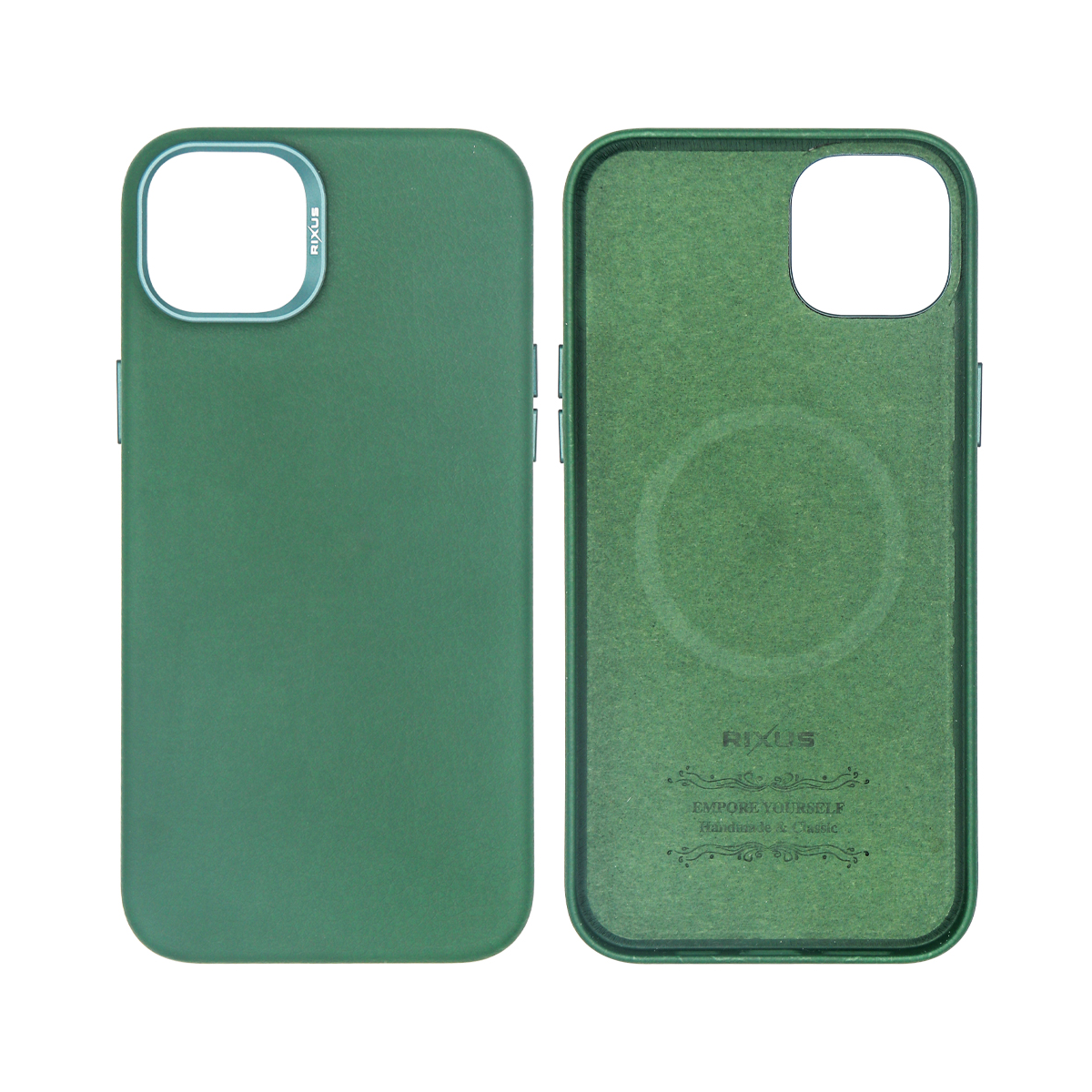 Rixus Classic 02 Case With MagSafe Compatible For Apple iPhone 15 Plus Green