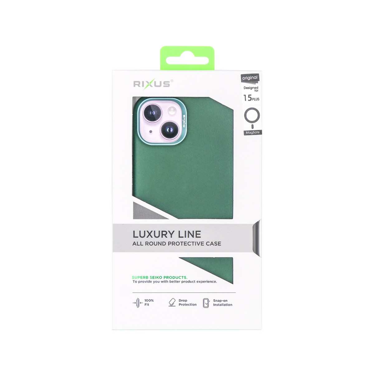 Rixus Classic 02 Case With MagSafe Compatible For Apple iPhone 15 Plus Green
