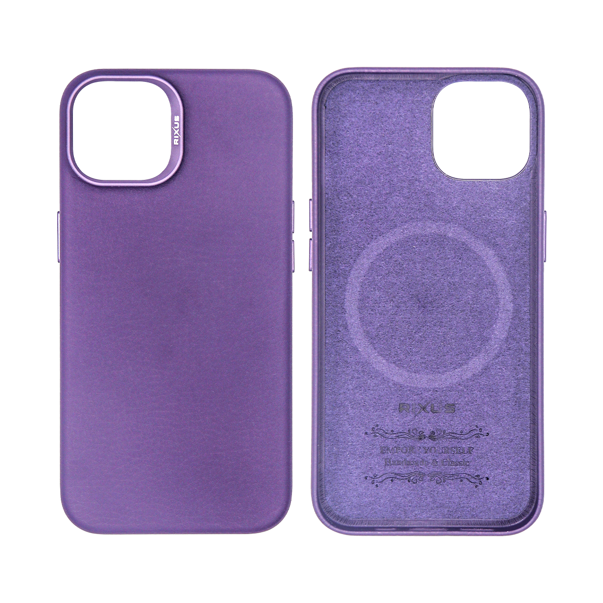 Rixus Classic 02 Case With MagSafe Compatible For Apple iPhone 15 Plus Purple