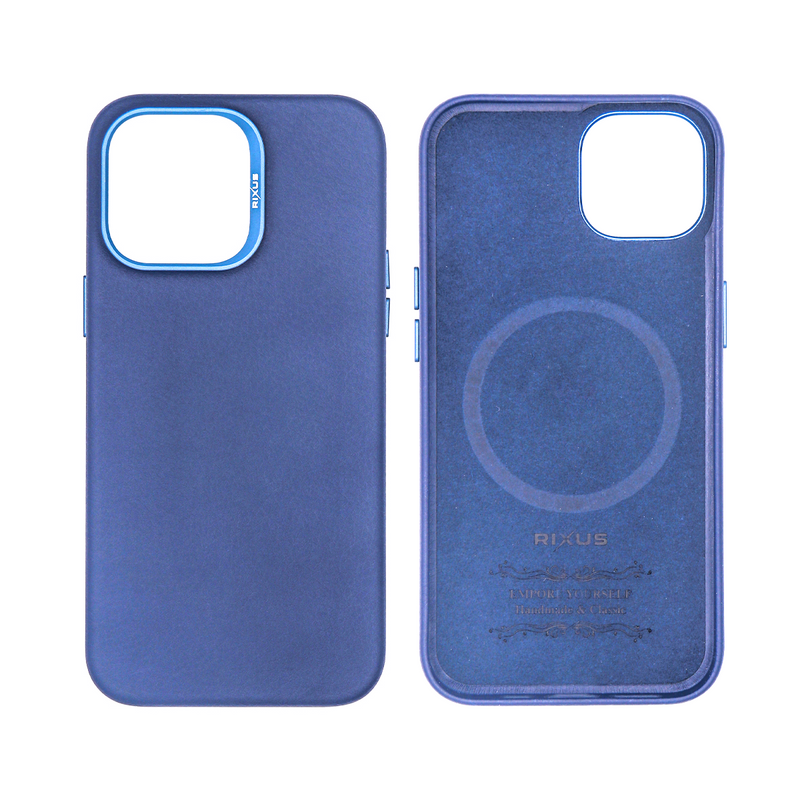 Rixus For iPhone 15 Pro Classic 02 Case With MagSafe Blue