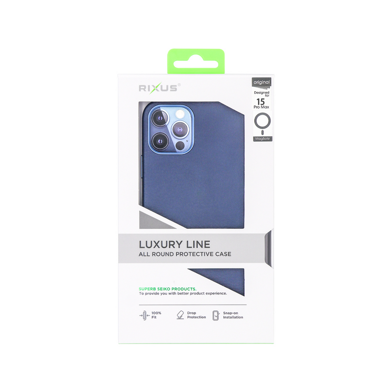 Rixus For iPhone 15 Pro Max Classic 02 Case With MagSafe Blue