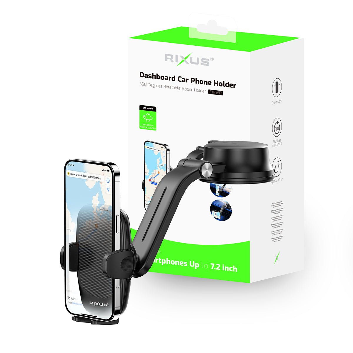 Rixus RXHW17 Multifunctional Premium Mobile Phone Bracket Black