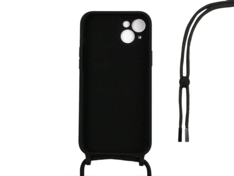 Rixus For iPhone 14 TPU Necklace Cord Cover Black