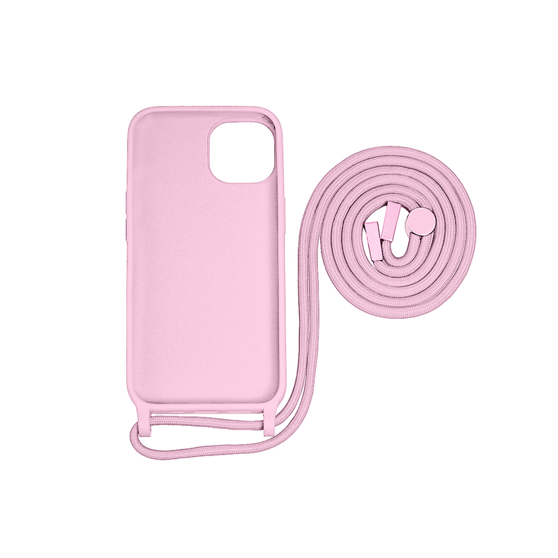 Rixus For iPhone 14 TPU Necklace Cord Cover Pink