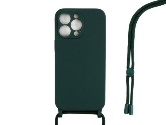 Rixus TPU Necklace Cord Cover For Apple iPhone 14 Pro Dark Green