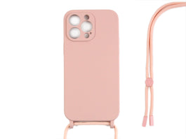 Rixus TPU Necklace Cord Cover For Apple iPhone 14 Pro Max Pink