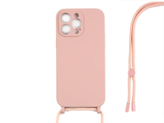 Rixus TPU Necklace Cord Cover For Apple iPhone 14 Pro Max Pink
