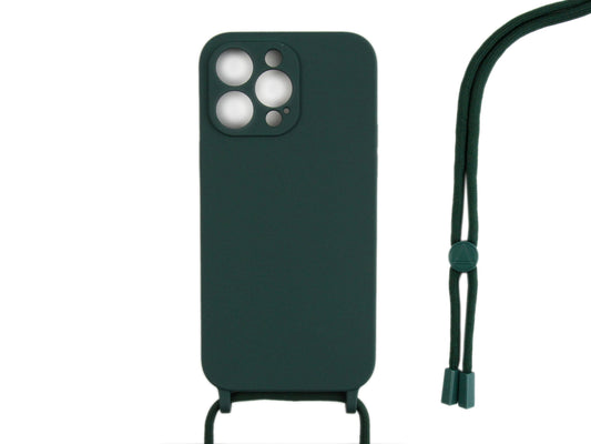 Rixus TPU Necklace Cord Cover For Apple iPhone 14 Pro Max Dark Green