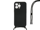 Rixus For iPhone 14 Pro Max TPU Necklace Cord Cover Black