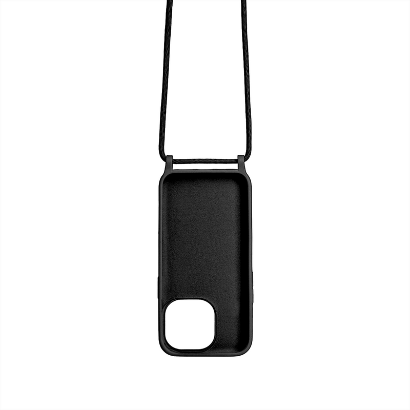 Rixus For iPhone 14 Pro Max TPU Necklace Cord Cover Black