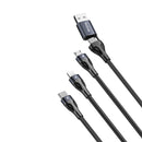 Rixus RXUC23 Two-For-Three Fast Charging Cable Black