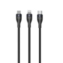 Rixus RXUC23 Two-For-Three Fast Charging Cable Black