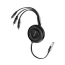 Rixus RXUC25 Multi Charging 3 In 1 Retractable Fast Charger Cable Black