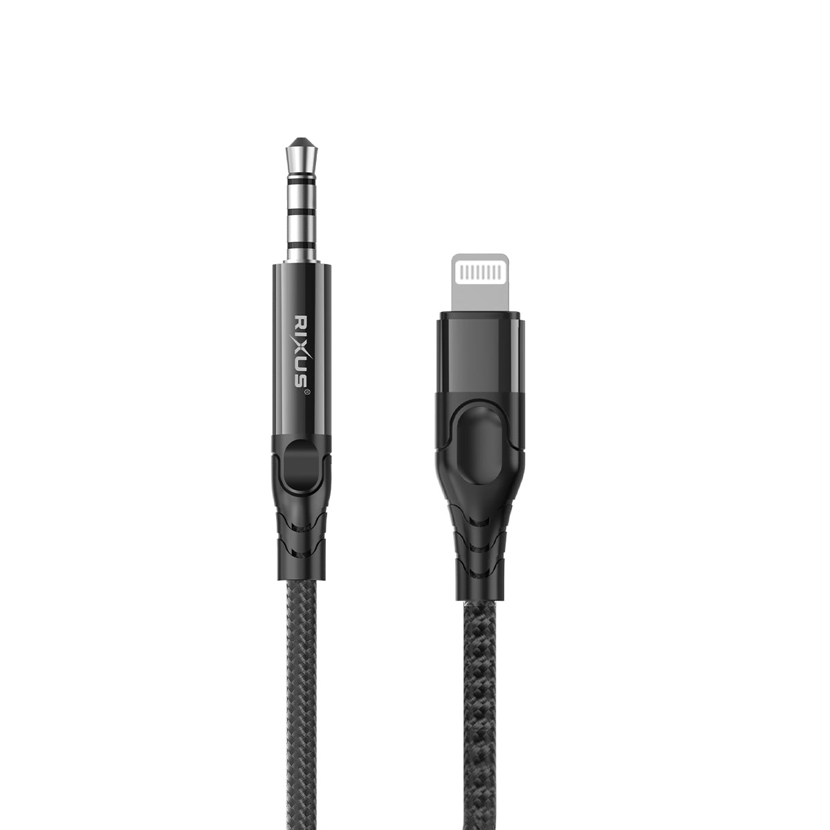 Rixus RXMU35L 3.5mm AUX To Lightning Connector Braided Audio Cable 1.2m Black