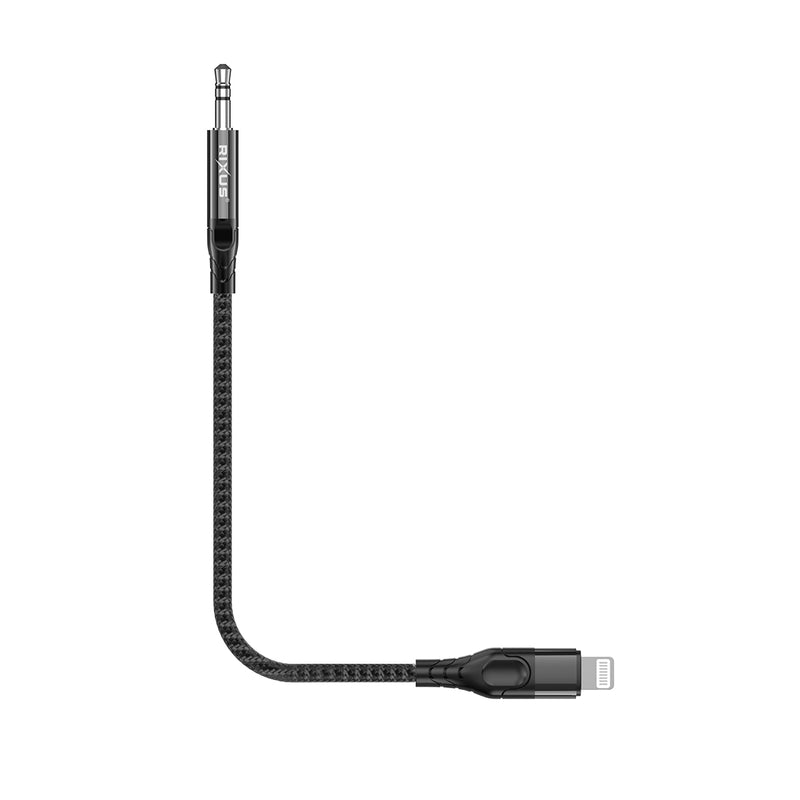 Rixus RXMU35L 3.5mm AUX To Lighting Braided Audio Cable 120CM Black