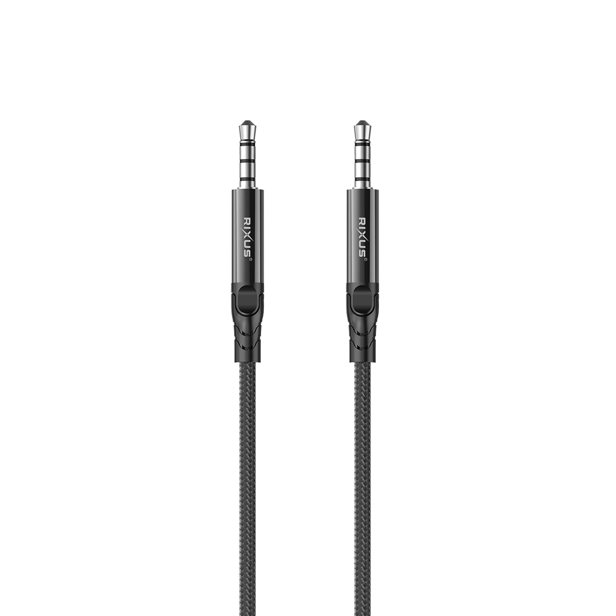 Rixus RXMU35 3.5mm AUX To 3.5mm AUX Braided Audio Cable 1.2m Black