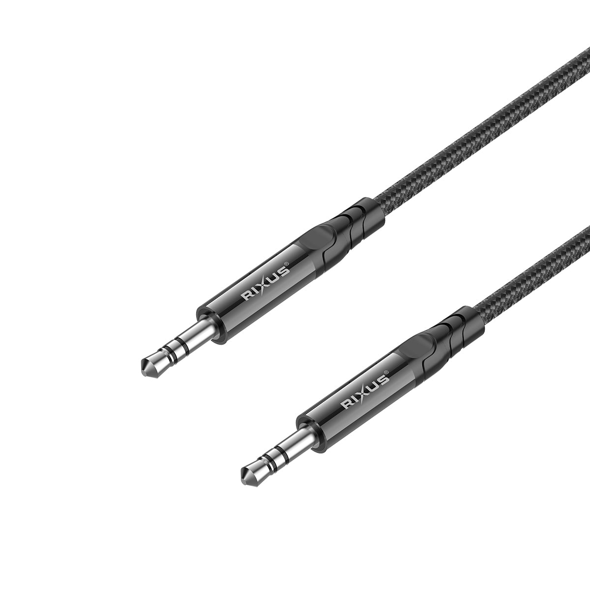 Rixus RXMU35 3.5mm AUX To 3.5mm AUX Braided Audio Cable 1.2m Black