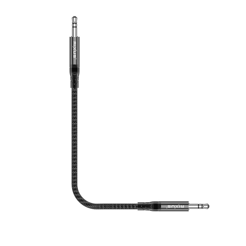 Rixus RXMU35 3.5mm AUX To 3.5mm AUX Braided Audio Cable 4-ft Black