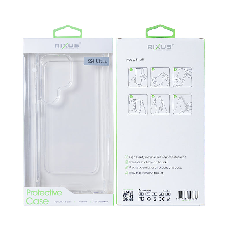 Rixus For Samsung Galaxy S24 Ultra 5G S928B Anti-Burst Case Transparent