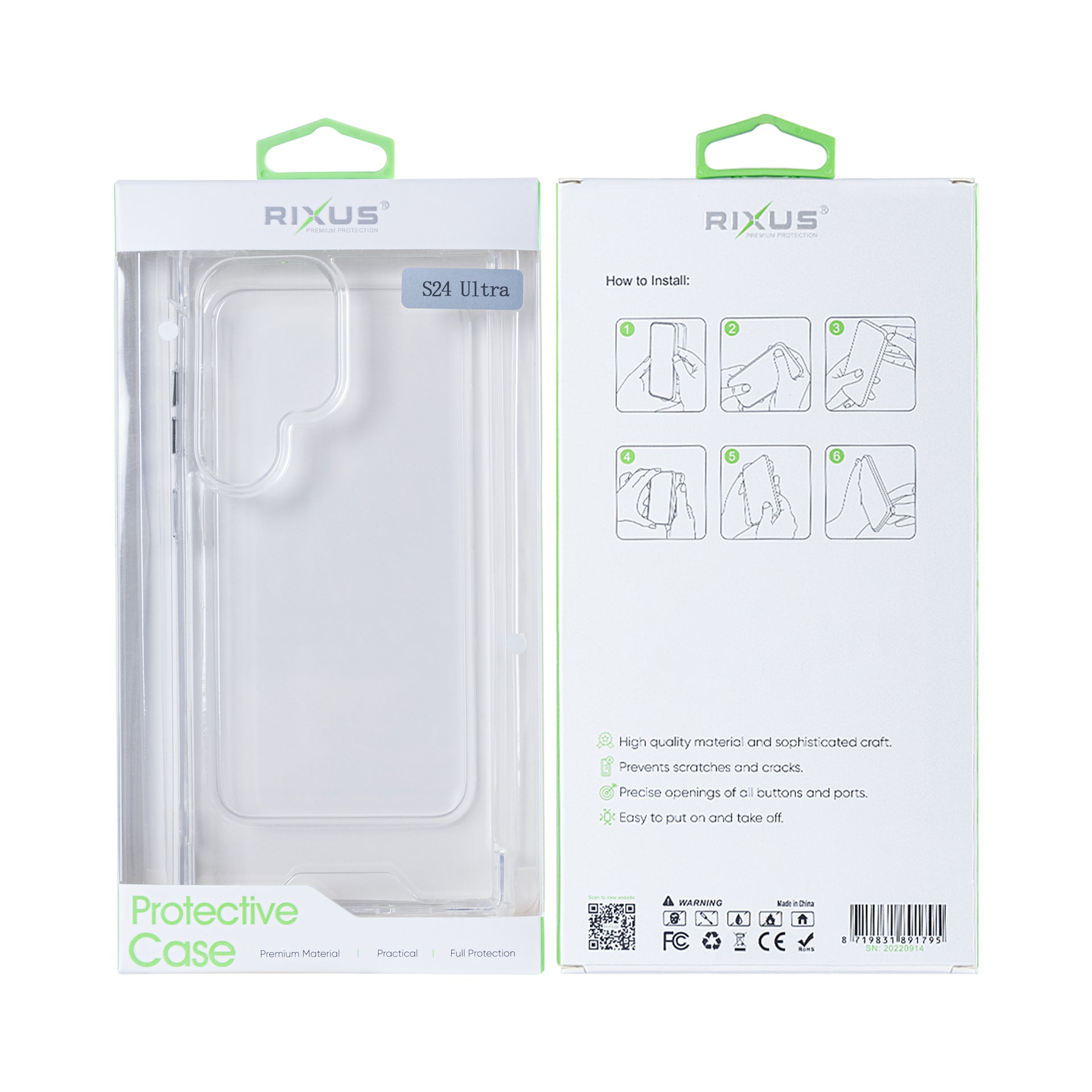 Rixus Anti Shock Case TPU For Samsung Galaxy S24 Ultra 5G Transparent