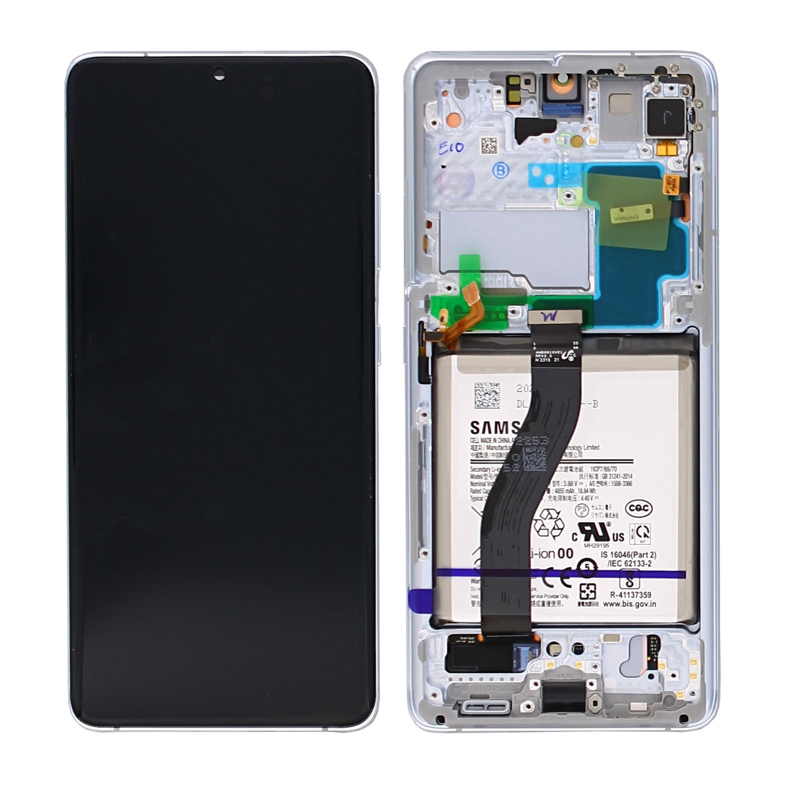 Samsung Galaxy S21 5G Ultra G998B Display And Digitizer With Frame Phantom Silver Service Pack