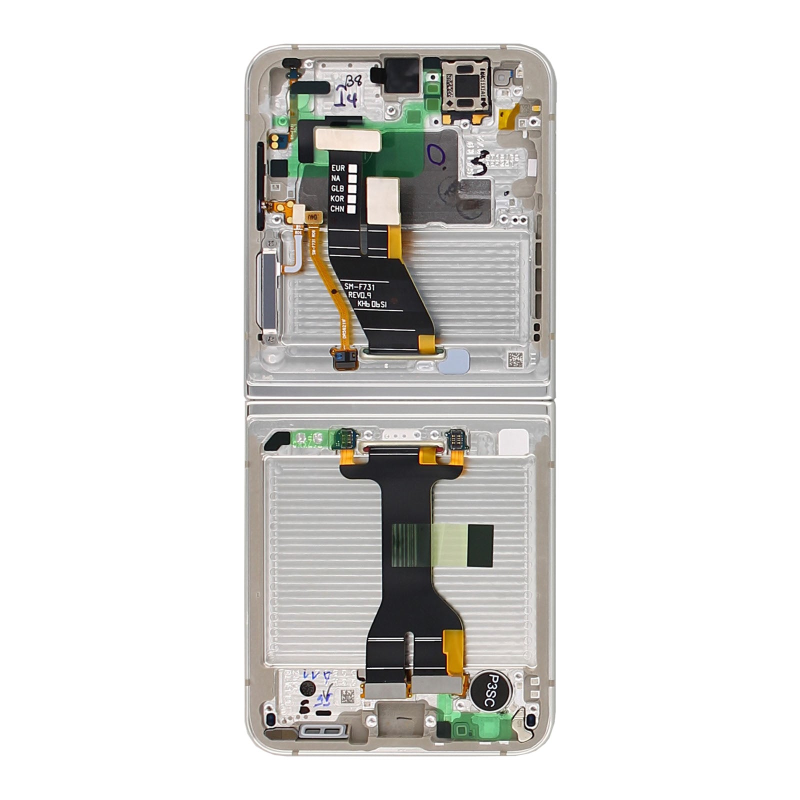 Samsung Galaxy Z Flip5 F731B Main Display And Digitizer With Frame Cream Service Pack