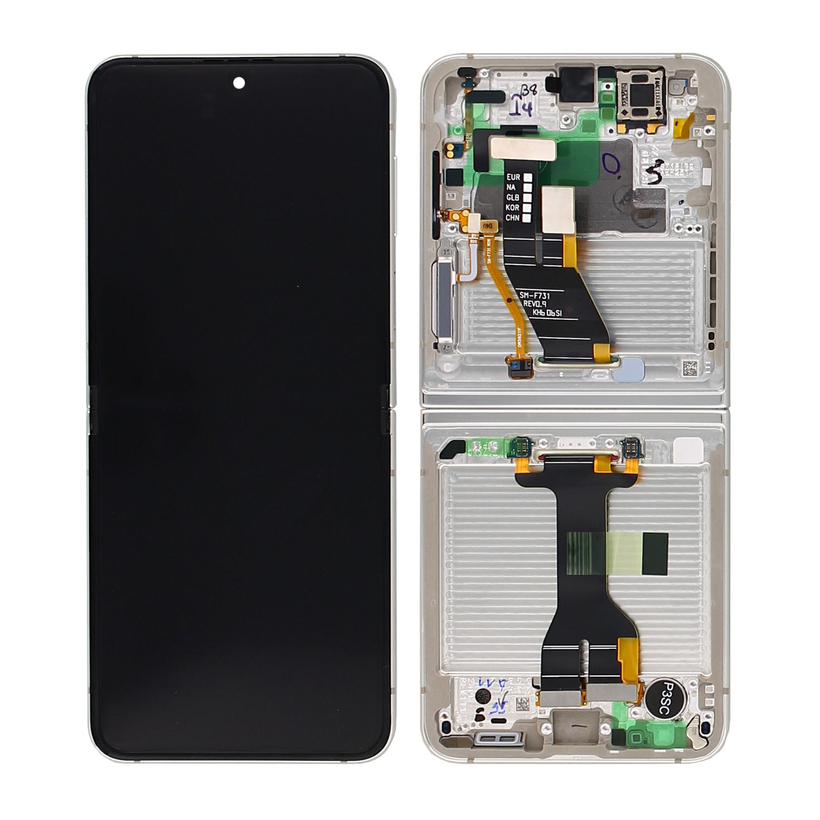 Samsung Galaxy Z Flip5 F731B Main Display And Digitizer With Frame Cream Service Pack