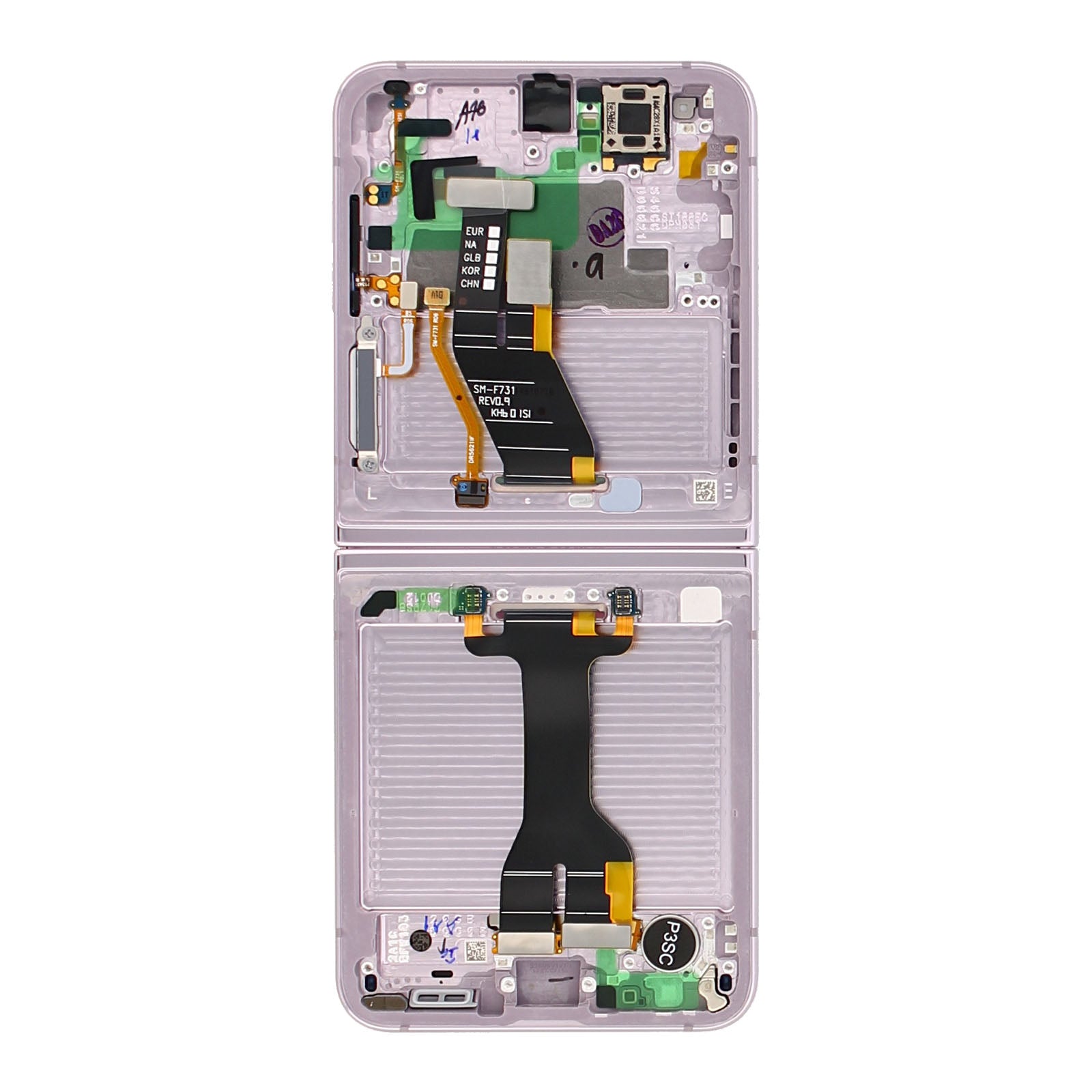 Samsung Galaxy Z Flip5 F731B Main Display And Digitizer With Frame Lavender Service Pack