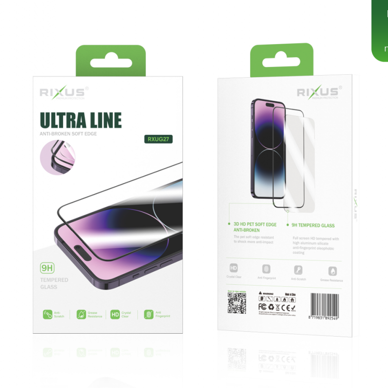 Rixus Clear HD Ultra Line Tempered Glass For Apple iPhone 15