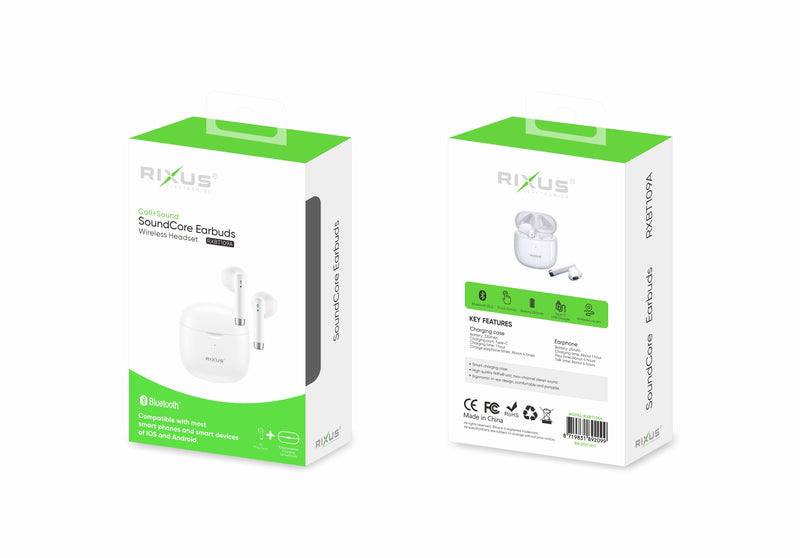 Rixus RXBT109A SoundCore Bluetooth Headset White