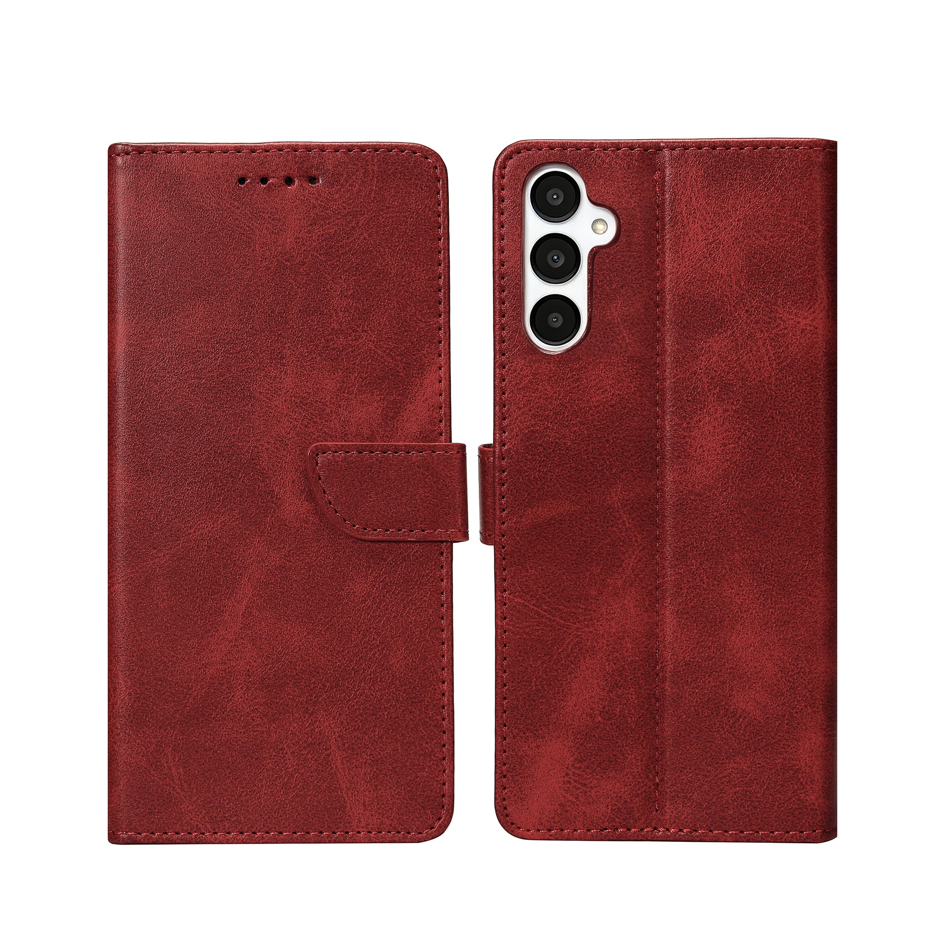 Rixus Bookcase For Samsung Galaxy A05s Dark Red