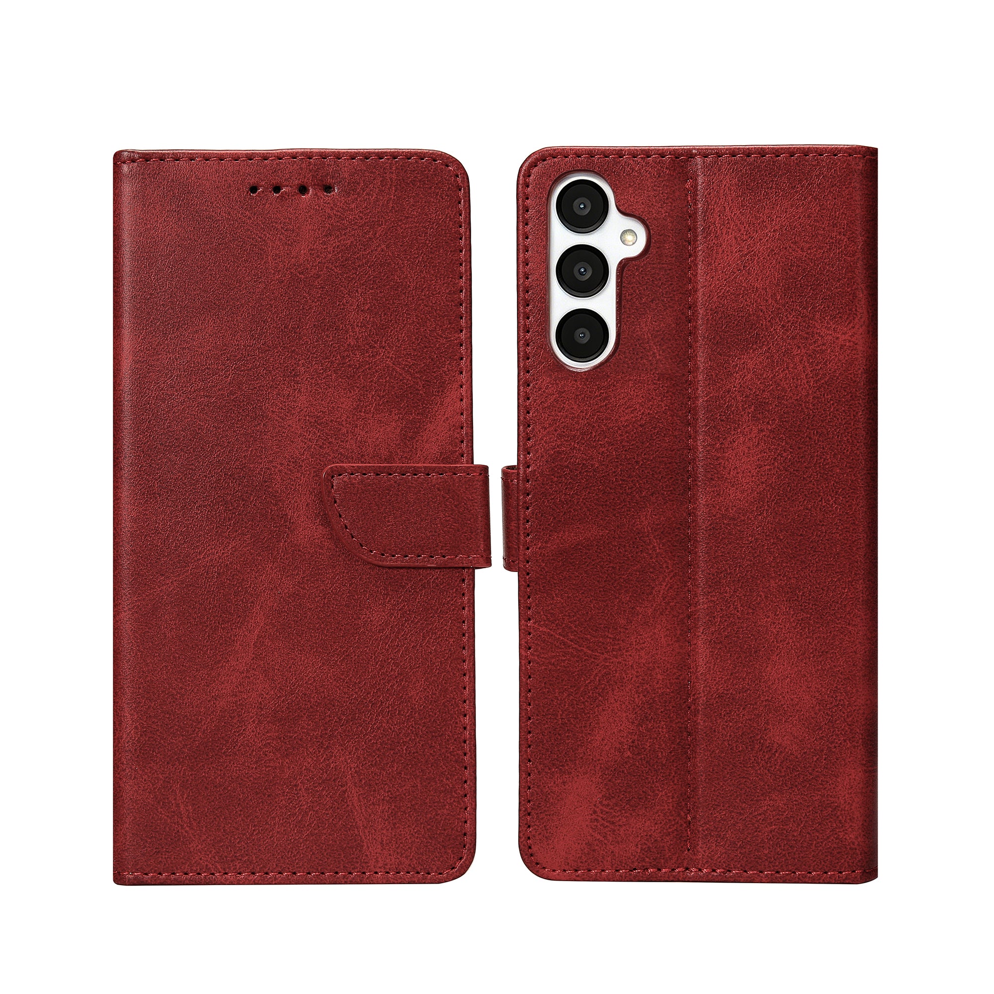 Rixus Bookcase For Samsung Galaxy A05s Dark Red