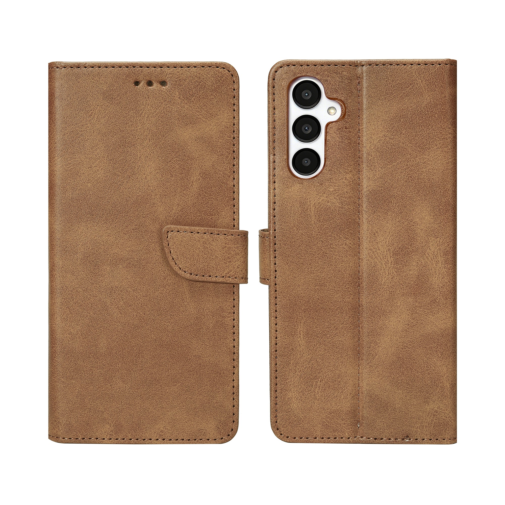 Rixus Bookcase For Samsung Galaxy A05s Light Brown