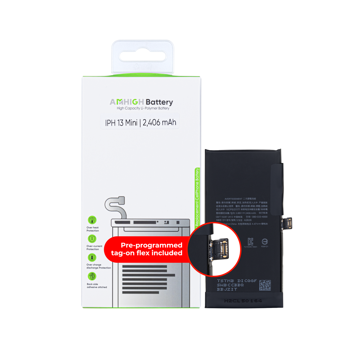 For iPhone 13 Mini Battery With Tag-On Flex