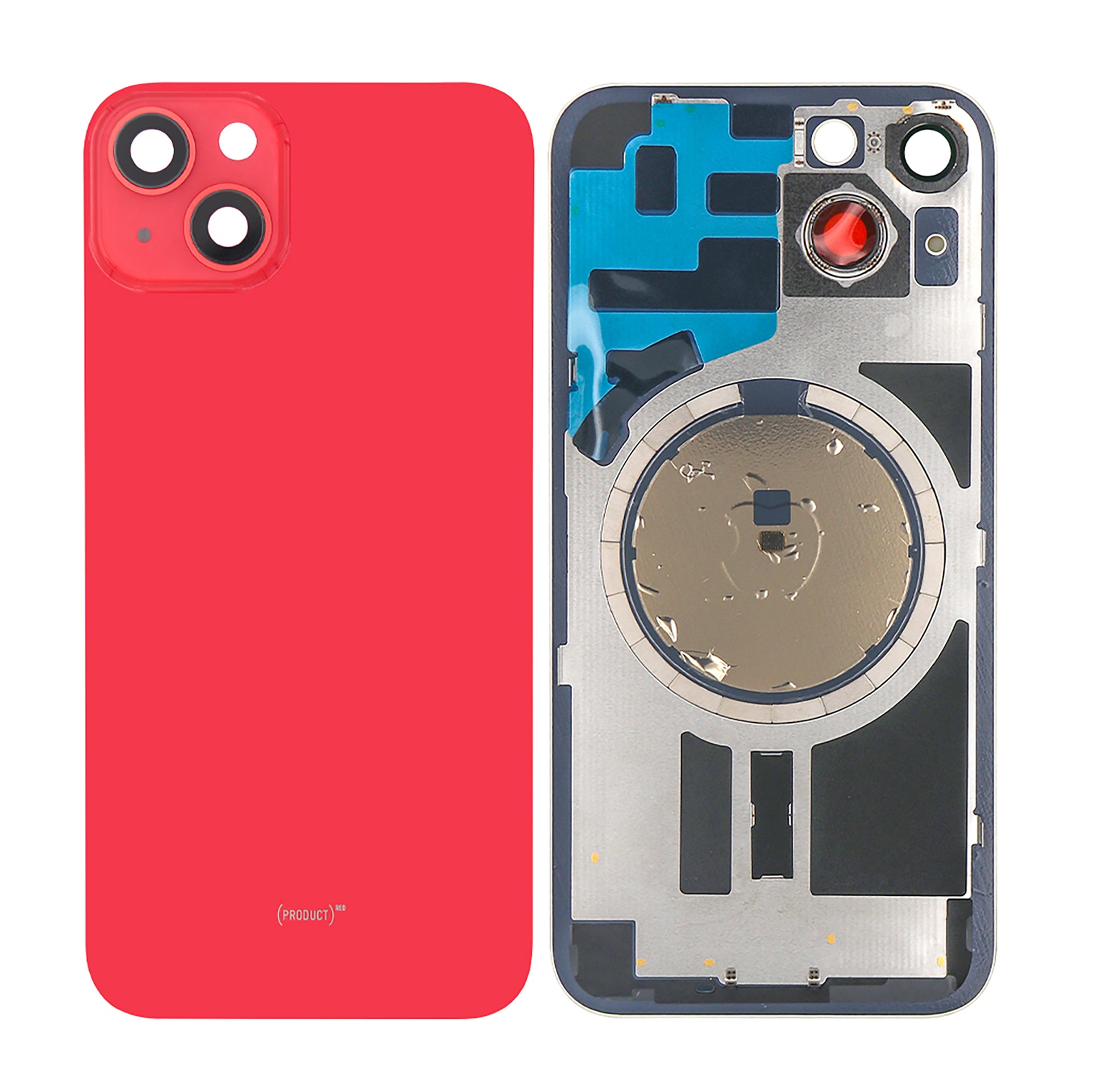 For Apple iPhone 14 Back Glass Without NFC, Enlarged Camera Frame Red Compatible