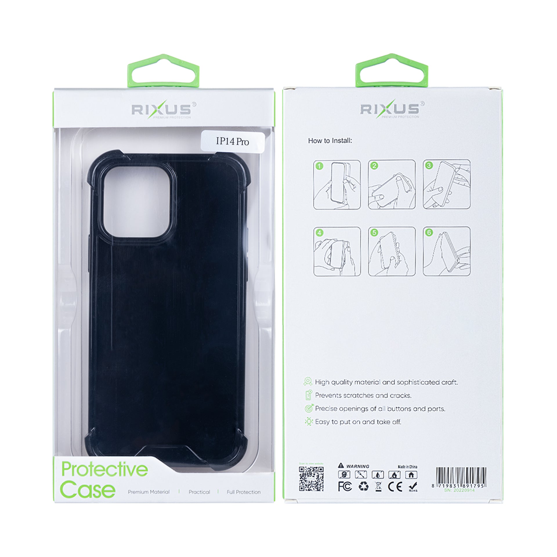 Rixus Anti-Burst Case For Apple iPhone 14 Pro Black